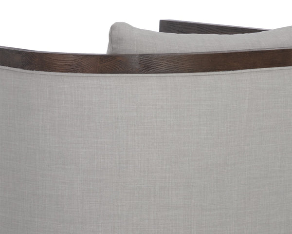 Sunpan CHLOE Lounge Chair - Rustic Distressed Oak Frame & Durable Linoso Light Grey Fabric for Comfort 110535