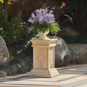 English Elm Pedestal Column Plant Stand Handcrafted Mgo for Indoor Outdoor Decor Display N772P382568S
