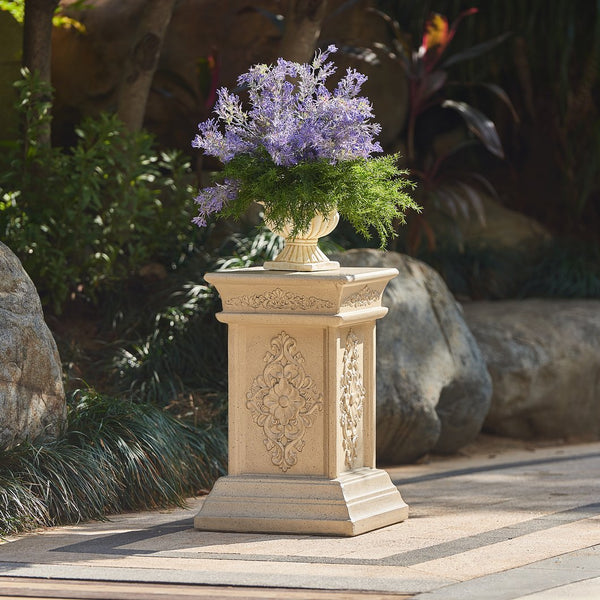 English Elm Pedestal Column Plant Stand Handcrafted Mgo for Indoor Outdoor Decor Display N772P382568S