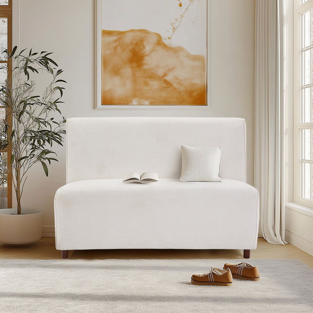 English Elm 49" Boucle Upholstered Compact Loveseat with Curved Back for Scandinavian Living Rooms W1687P372429