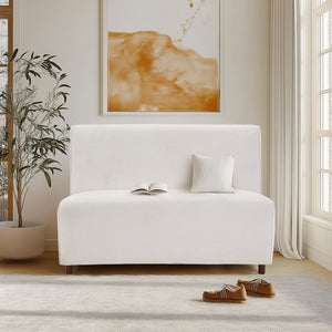 English Elm 49" Boucle Upholstered Compact Loveseat with Curved Back for Scandinavian Living Rooms W1687P372429