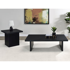 English Elm Caroline Modern 2-Piece Rectangular Coffee & End Table Set in Smooth Black Laminate, Scratch-Resistant Finish B062S01359