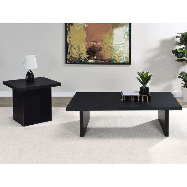 English Elm Caroline Modern 2-Piece Rectangular Coffee & End Table Set in Smooth Black Laminate, Scratch-Resistant Finish B062S01359