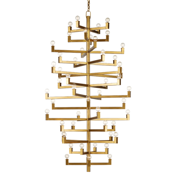 Andre Grande Brass Chandelier - Stunning 52-Light Modern Fixture for Tall Foyers & Great Rooms