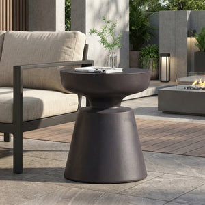 English Elm Outdoor Lightweight Concrete Pedestal Side Table with Warm Copper Sculptural Finish 73454.00