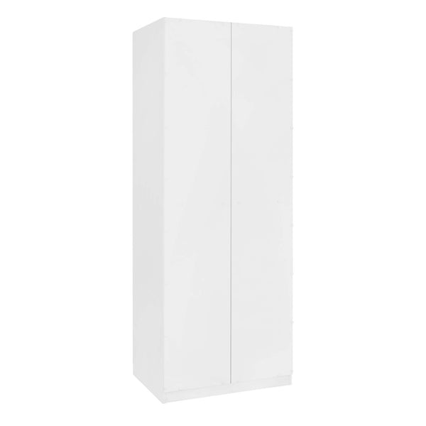 English Elm Lee 32" Wardrobe Closet White — Tall Slim Storage with 3 Shelves, 2 Soft-Close Drawers & Snap Assembly B365S00129