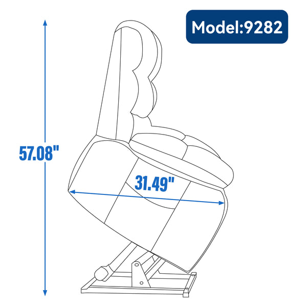 English Elm Lift Power Recliner Chenille Chair Dual Motor Massage Heat 350 Lb Capacity Living Room Grey W3224P288618