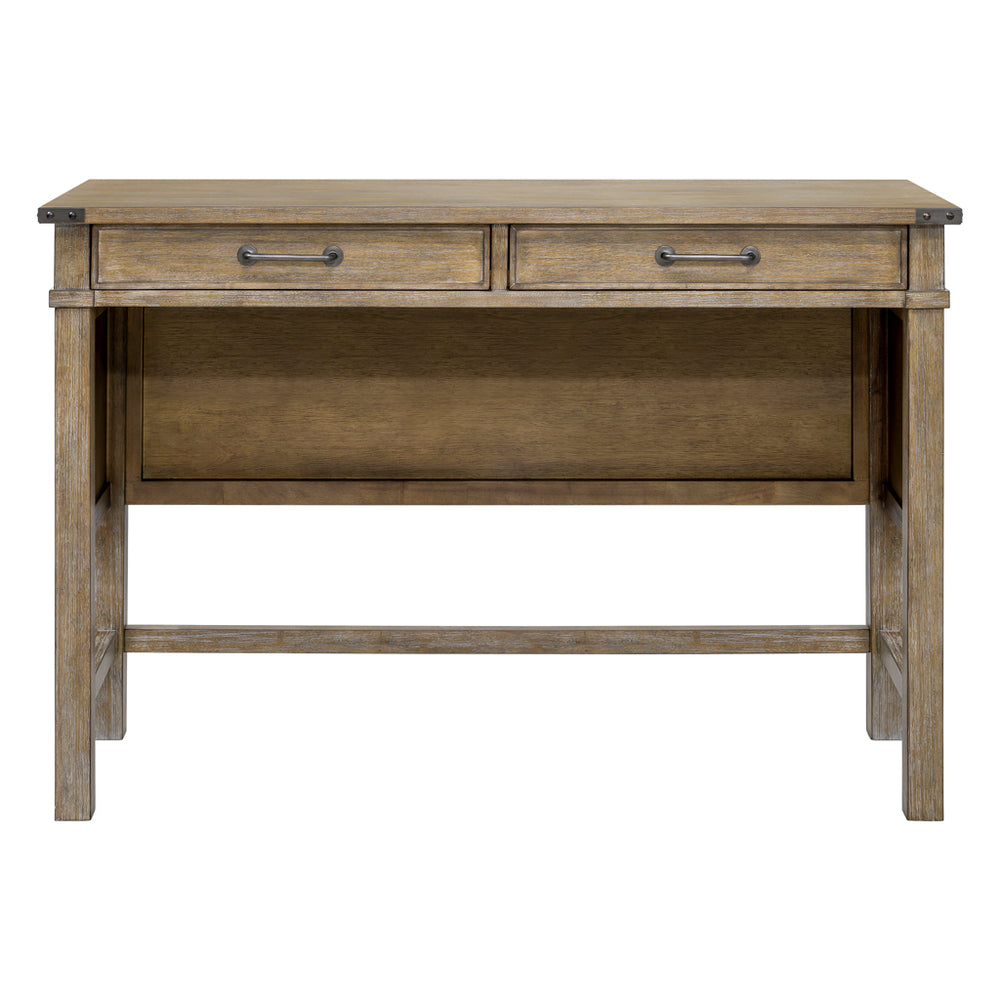 JLA Home Madison Park - Occasional Rustic Counter Table with 2 Drawers, Solid Wood Frame, Natural Finish & Pewter Handles MP120-1206
