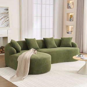 English Elm Compression Compression Sponge Sofa Curved Modular Sectional with 30D High-Density Chenille Sleeper for Cozy Apartment Living Room Comfort and Safe Rounded Design Antique Green,Green W2231S00031