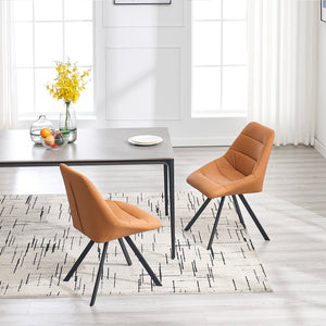 English Elm Dining Thickened Fabric Chair Set of 2 with Metal Legs — Cozy Modern Bar-Style Seating for Kitchen and Dining Spaces Brown W1249P243513