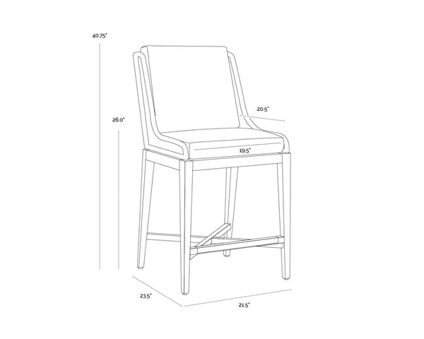 Sunpan SORRENTO Counter Stool - Modern Arashi Black Design with Weather-Resistant Comfort for Dining Spaces 110438
