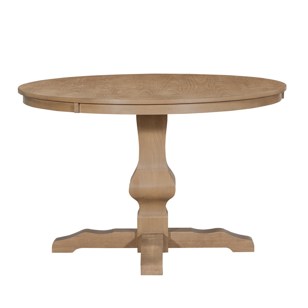 English Elm Christopher Knight Home® - Round Rustic Dining Table With Pedestal Base - Light Natural Finish, Durable Solid Wood & Mdf Design N771P355874A_N771P355875A