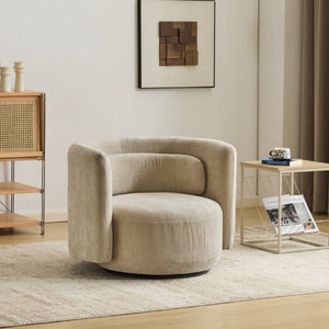 English Elm Christopher Knight Home® - Swivel Contemporary Accent Armchair with Lumbar Pillow, 360° Rotation, Metal Base Durability khaki 37.75 L x 33.75 W x 26.5 H N776P368491K