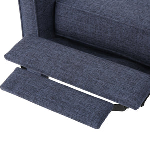 English Elm Christopher Knight Home® - Fabric Recliner Chair Mid-Century Modern Pushback Single Sofa with Tufted Cushion, Birch Legs, Cozy Comfort Dark Blue 60741.00DBL