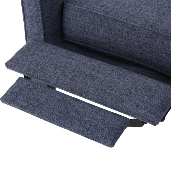 English Elm Christopher Knight Home® - Fabric Recliner Chair Mid-Century Modern Pushback Single Sofa with Tufted Cushion, Birch Legs, Cozy Comfort Dark Blue 60741.00DBL