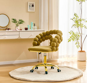 English Elm Modern Velvet Bubble Back Swivel Chair Glam Upholstered Seat for Vanity or Desk Gold,Yellow W3875P442946