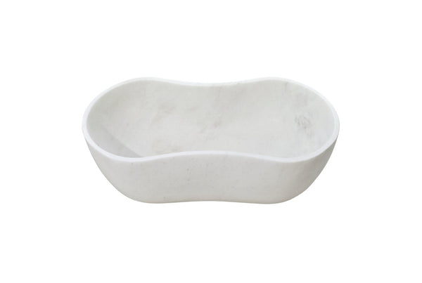 English Elm White Natural Marble Vessel Sink - Handcrafted Elegance With Semi-Polished Finish For Luxurious Bathrooms W1696P333269-GIGA