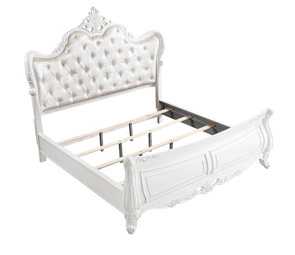 English Elm Opulence 4-Piece Queen Bedroom Set In Pearl White - Modern Elegance With Timeless Storage Solutions B009S01368-GIGA
