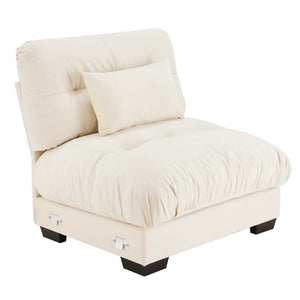 English Elm Milano Velvet Armless Sofa Plush Cloud Cushions Modular Living Room Lounge Seating Cream W714P293248