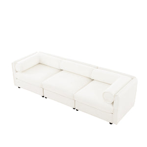 English Elm Elegant White Chenille Sofa With Hidden Storage, Ergonomic Support, & Modular Design For Modern Living W714S01037