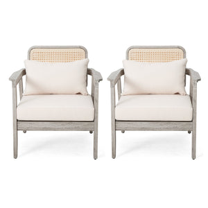 English Elm Outdoor Acacia Wood Club Chair Deep Seating Woven Back Patio Lounge Resort Style N780P171149G-2
