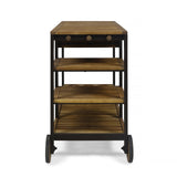 Christopher Knight Home® - Noble House - Admirals Indoor Wood and Iron Bar Cart with Drawers and Wine Bottle Holders, Teak Finish