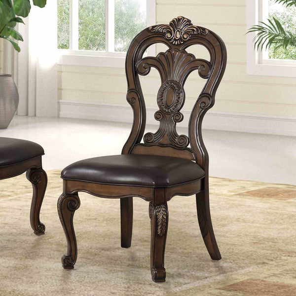English Elm Traditional Elegant 2pc Arm Chair Set with Upholstered Seats, Ornate Corbels, Solid Rubberwood Finish Dark Brown 47 L x 23 W x 14 H B2741P407606