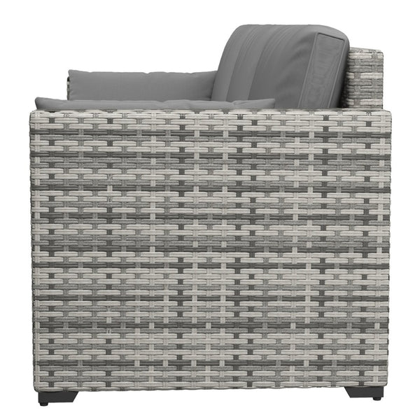 English Elm Outsunny Wicker Patio Sofa - 3-Seat Pe Rattan Couch With Deep Cushions & Durable Steel Frame, Gray W2225P174002-GIGA