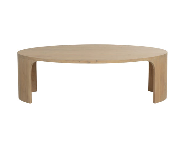 Sunpan TOMAS Mid-Century Modern Coffee Table in Light Acacia Wood – Oval Design with Sculptural Legs 112350