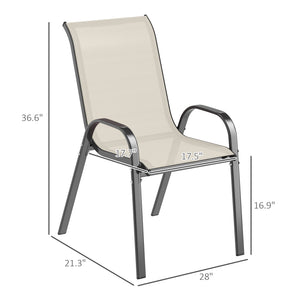 English Elm Stackable Outdoor Dining Chairs Set of 4 Mesh Back Patio Seating with Steel Frame T3971P444964
