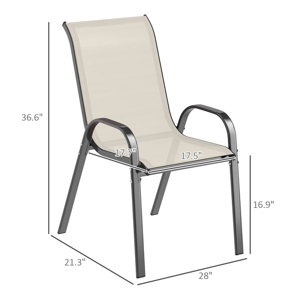 English Elm Stackable Outdoor Dining Chairs Set of 4 Mesh Back Patio Seating with Steel Frame T3971P444964