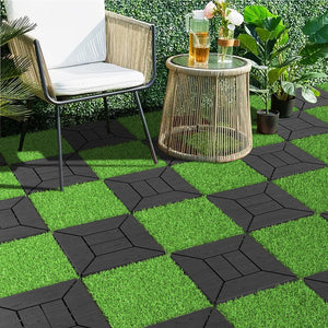 English Elm New Interlocking Polypropylene Patio Floor Tiles 44 Piece Set for Balcony Poolside Use W3022P251854