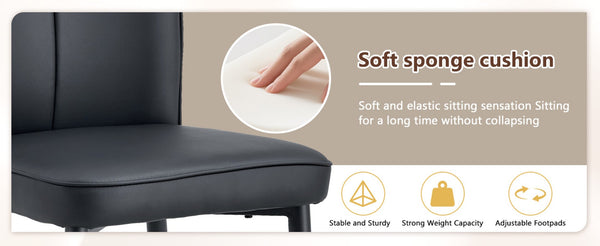 English Elm Table Set: Modern Black Wood Textured Dining Table With 4 Stylish Pu Chairs For Contemporary Dining W1151S04314-GIGA