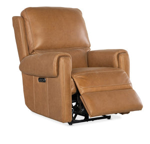 Hooker Furniture Somers Power Recliner Featuring Zero-Gravity Recline, Adjustable Headrest, Nubuck Leather, Usb Port Light Brown SS718-PHZ1-080