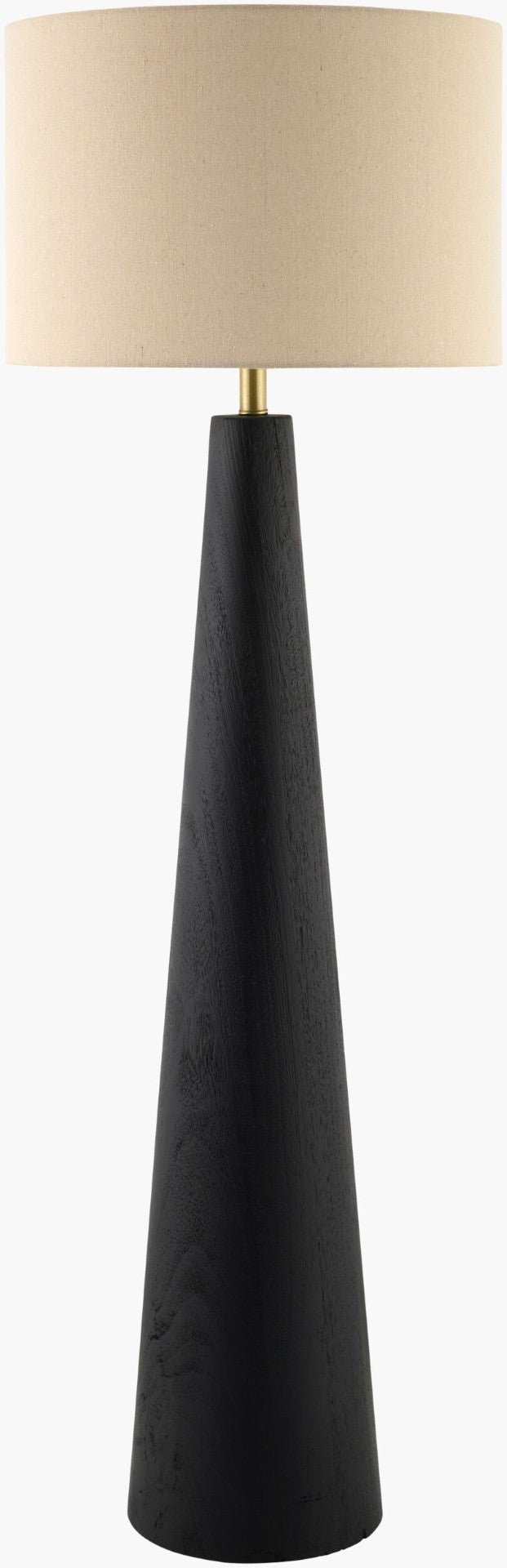 Surya Baobab Rubberwood Arts and Crafts Floor Lamp with Linen Drum Shade for Reading Nooks BBB-002