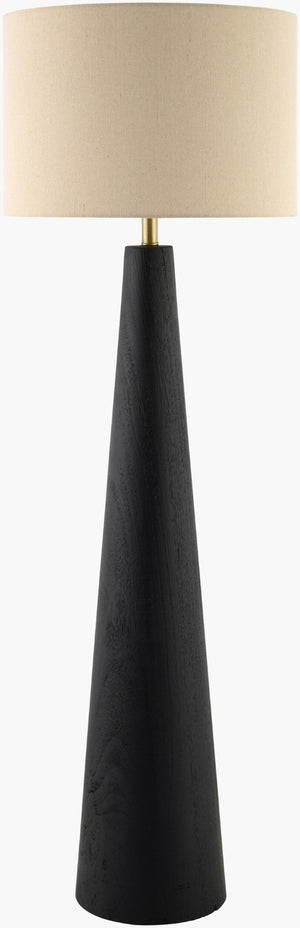 Surya Baobab Rubberwood Arts and Crafts Floor Lamp with Linen Drum Shade for Reading Nooks BBB-002