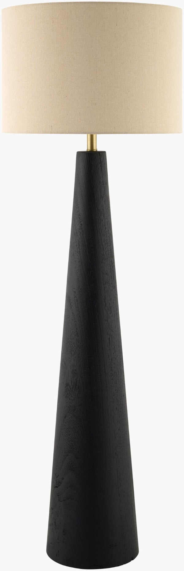 Surya Baobab Rubberwood Arts and Crafts Floor Lamp with Linen Drum Shade for Reading Nooks BBB-002
