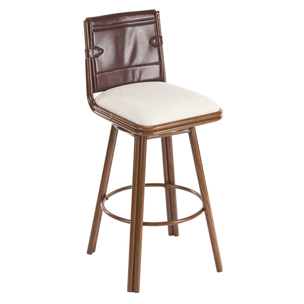 English Elm Christopher Knight Home® - Sibyl Upholstered Bar Stool Set of 2 – Walnut Metal Frame, Cloud-Soft Beige Seat, Durable Faux Leather Backrest N775P340827B