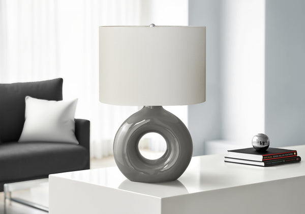 English Elm Lighting, Sculptural Donut Ceramic Base Table Lamp with Oval Ivory Shade Modern Decor B2710P461819