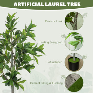 English Elm Potted Laurel Artificial Tree with 345 Peva Leaves Lifelike Indoor Greenery Decor T3971P390444