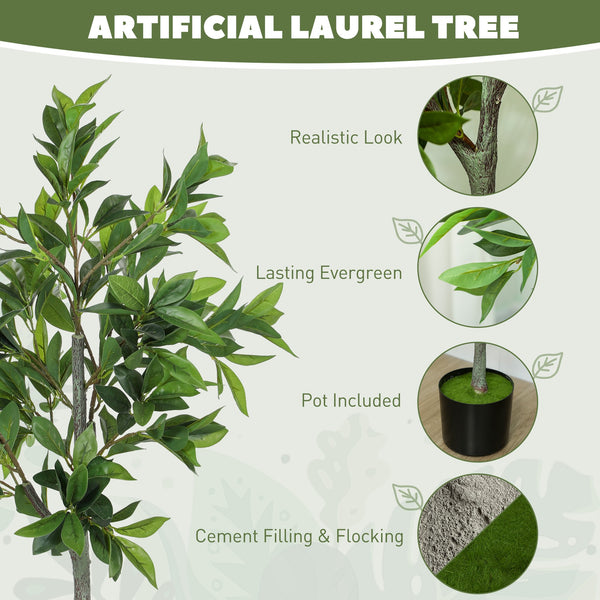 English Elm Potted Laurel Artificial Tree with 345 Peva Leaves Lifelike Indoor Greenery Decor T3971P390444
