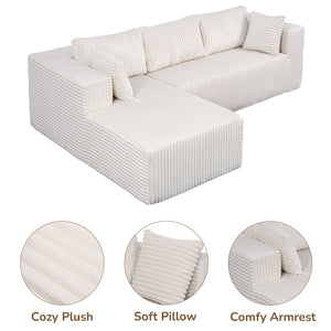 English Elm 105" L-Shaped Modular Sofa - Plush All-Foam Design, Space-Saving, Easy Maintenance For Modern Living W1710S00426