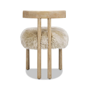 English Elm Jennifer Taylor Home - Arden Sheepskin Dining Chair 19.5" Natural Blonde Fur, Handcrafted Wood, Insulating Comfort B2719P321039