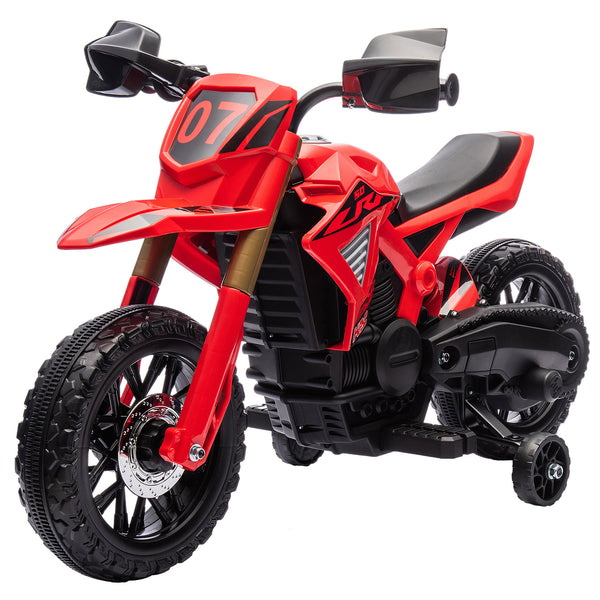 English Elm Qaba Kids Electric Dirt Bike 6v Battery Powered Ride on with Training Wheels Ages 3 to 8 Red W2225P249808