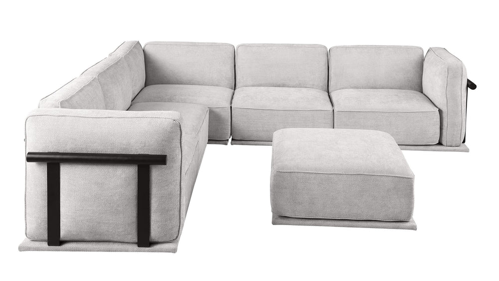 English Elm 102 Inch Linen Modular Sectional Sofa with Hidden Storage and Cloud Cushion Comfort W1099S00183