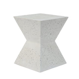 Christopher Knight Home® - Noble House - - 14.75" White Terrazzo Finish Prismatic Symmetry Concrete Outdoor Side Table With Prismatic Design – Weather-Resistant Accent For Patio, Garden, Or Balcony