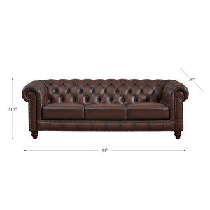 English Elm Alton Chesterfield Top Grain Leather Sofa with Button-Tufted Back, Rolled Arms & Solid Wood Feet B2705P211737