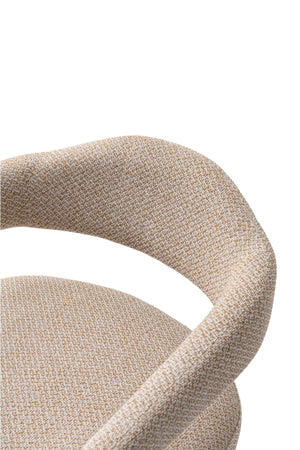 English Elm Aspen Tweed Upholstered Armchair with Kiln-Dried Birch Frame, High-Density Foam & Brass Feet Gold B365P397752