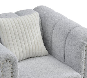 English Elm Sammy Rolled Arm Accent Chair Teddy Chenille Nailhead Trim Modern Living Room Seat B078P473039