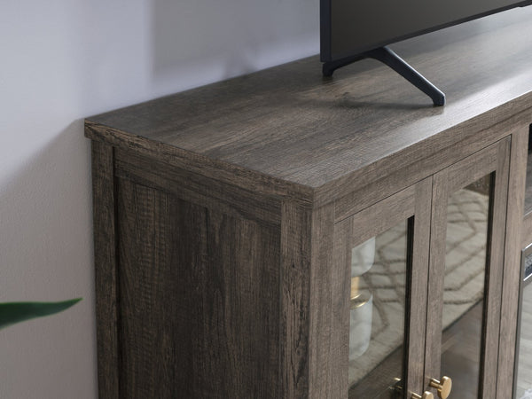 English Elm Ellington Walnut Entertainment Console with Electric Fireplace Led Lighting Open Shelving B061P352459